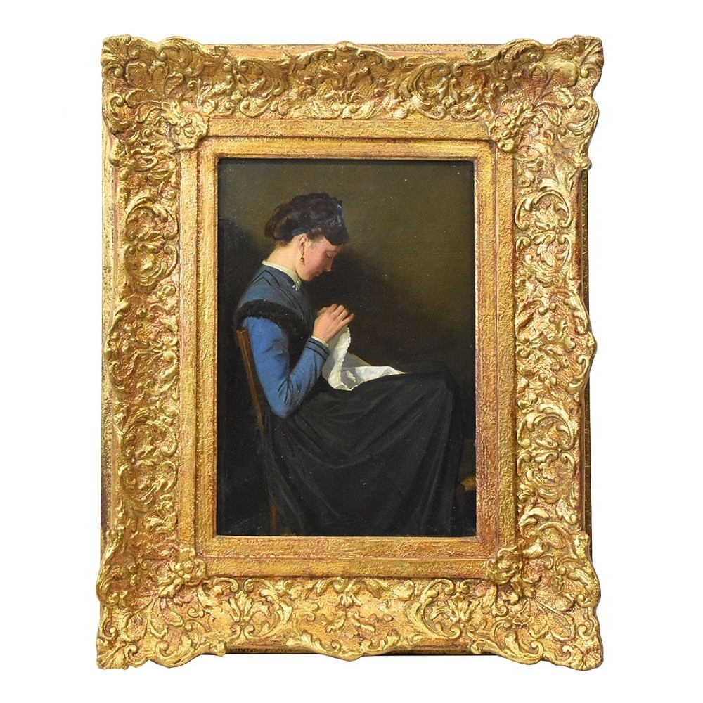 QR609 1 antique oil painting woman portrait painting XIX century.jpg